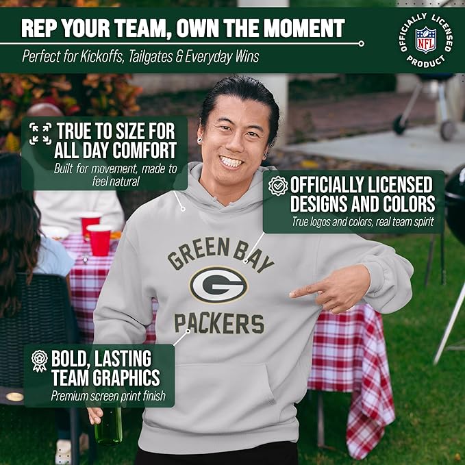 Team Fan Apparel NFL Adult Gameday Hooded Sweatshirt - Poly Fleece Cotton Blend - Stay Warm and Represent Your Team in Style