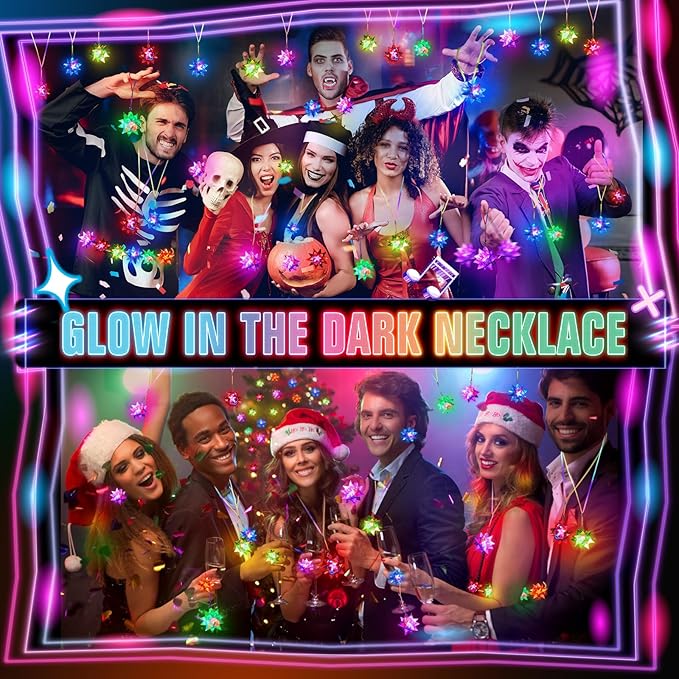150 PCS Flashing Crystal Star Necklaces, Glow Necklaces Bulk Light up Party Favors, LED Glow in The Dark Supplies for Kids Adults Birthday Glow Party Rave Halloween Goodie Bags Filler