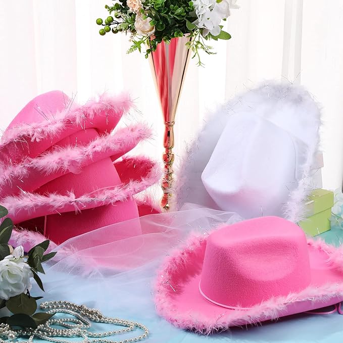 Unittype 12 Pcs Women Cowgirl Cowboy Hats Bachelorette Cowboy Hats for Bridal Shower Wedding Engagement Halloween Cosplay