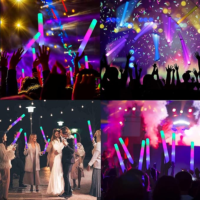 Bylaotrs Foam Glow Sticks Bulk 160 PCS,3 Modes Flashing LED Light Sticks Glow in The Dark Party Supplies Light Up Toys for Party Wedding Birthday Concert Halloween Christmas