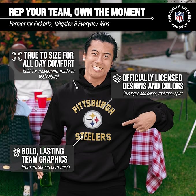 Team Fan Apparel NFL Adult Gameday Hooded Sweatshirt - Poly Fleece Cotton Blend - Stay Warm and Represent Your Team in Style