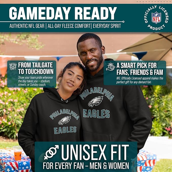 Team Fan Apparel NFL Adult Gameday Hooded Sweatshirt - Poly Fleece Cotton Blend - Stay Warm and Represent Your Team in Style