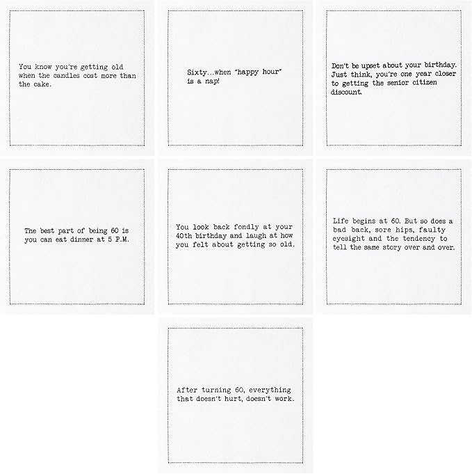 Five Star Funny 60th Birthday Quotes | White Cotton Cocktail Napkins | 50 Luxury Disposable Beverage Napkins with Witty Bar Quotes | Drink Napkins for Parties, Bars, Weddings & Game Nights