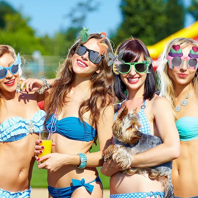 Marsui 48 Pairs Funny Sunglasses Hawaiian Glasses Bulk Luau Sunglasses Adults Party Pack Photo Booth Props Hawaiian Party Favors Accessories Summer Beach Tropical Supplies Decorations