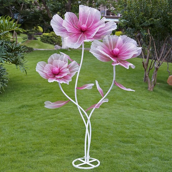 Giant Flowers for Decoration,Artificial Silk Flowers with Stand,Large Fake Floral Decor for Home Garden,Indoor Outdoor Party Birthday Wedding Backdrop (Gradient red)