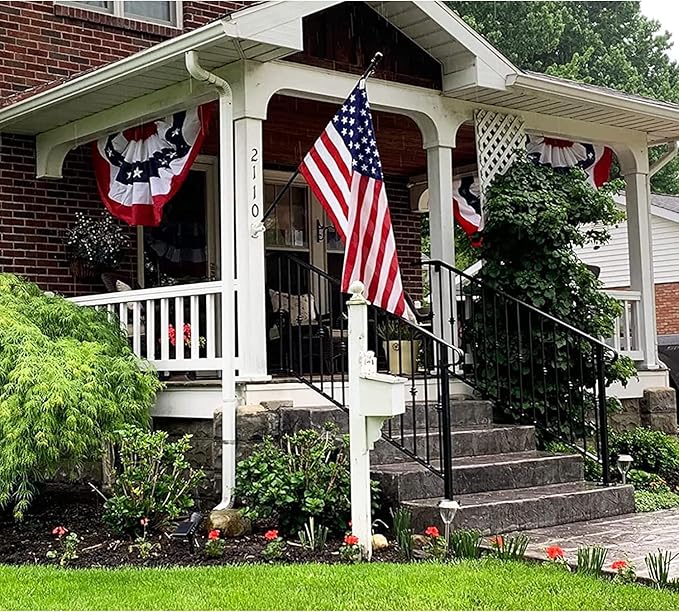 Homissor American Flag Bunting Outdoor 3x6 Ft 4 Packs US Pleated Fan Flag Embroidered Stars USA Pleated Bunting for 250 Year Anniversary