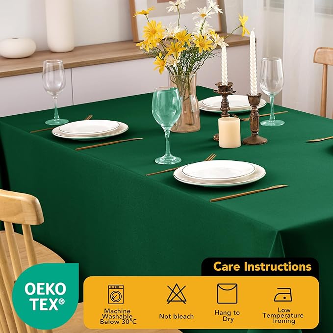 6-Pack Hunter Green Tablecloths for Square Tables, 54 x 54 Inches, Stain-Resistant Polyester Fabric for 2 Foot Tables - Washable Table Covers for Weddings, Banquets, Birthday Parties, Events