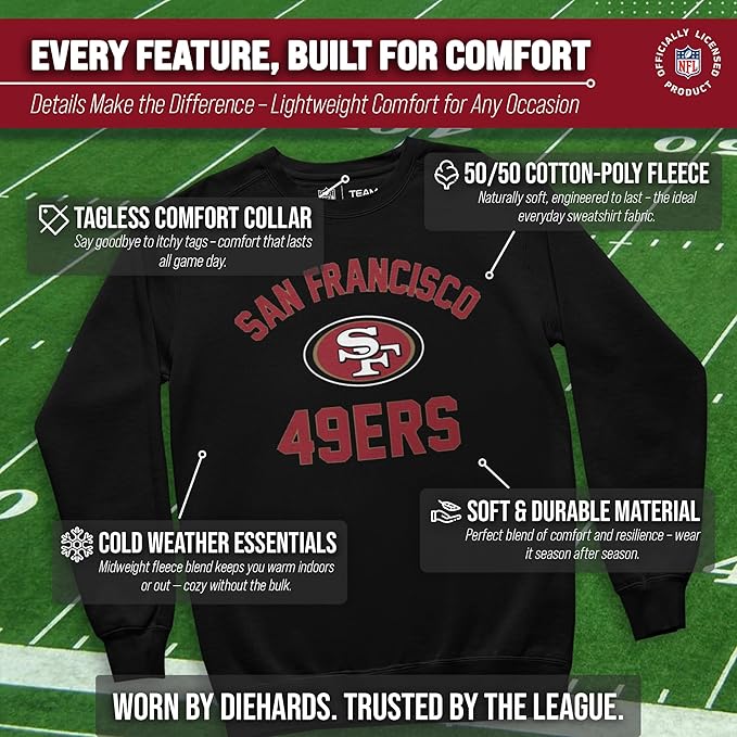 Team Fan Apparel NFL Adult Gameday Football Crewneck Sweatshirt - Cotton Blend - Stay warm, comfortable & stylish on game day