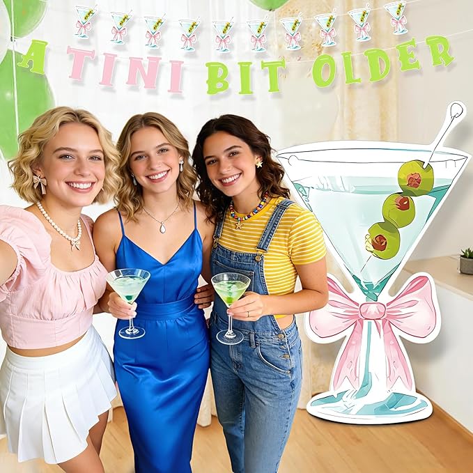 Large Martini Cardboard Cutouts, 30×47Inch Party Cardboard Cutout, Martini Party Decorations for Bachelorette Party Supplies Wedding Shower Birthday & 21st Legal Drinking Party Decor for Girls Women