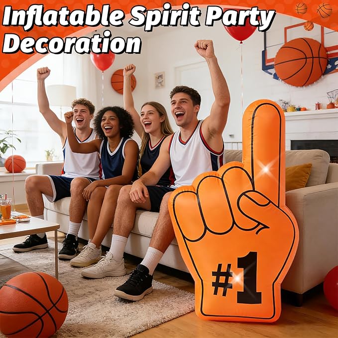 4.6FT Inflatable Number One Finger Outdoor Decorations Basketball Cheering Inflatables Built-in 2 LED Lights Blow up Spirit Finger for Basketball Sport Fans Game Day Birthday Party Yard Lawn Decor
