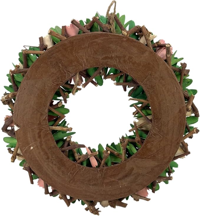 Galt International 18" Spring Woodchip Flower Wreath - Multicolor, Round, 18" x 18" x 3.5" - Handcrafted, Eco-Friendly, Year-Round Decor for Front Doors, Walls, Mantels & Entryways for Any Occasion
