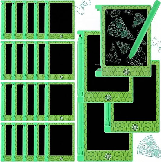 Nezyo 24 Pack Turtle Shell Party Favors, 4.6'' Mini LCD Writing Tablet for Kids, Turtle Shell Checked Board Drawing Tablet Erasable Reusable Electronic Drawing Pads for Birthday Party Supplies Gifts