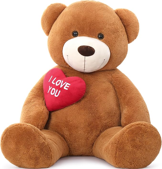 Tezituor Giant Brown Teddy Bear 6ft Stuffed Animals - “I Love You”Red Heart Jumbo Human Size Teddy Bear for Girlfriend,Boyfriend,Wife,Lover-Birthday, Anniversary,Christmas, Valentines, Long Distance