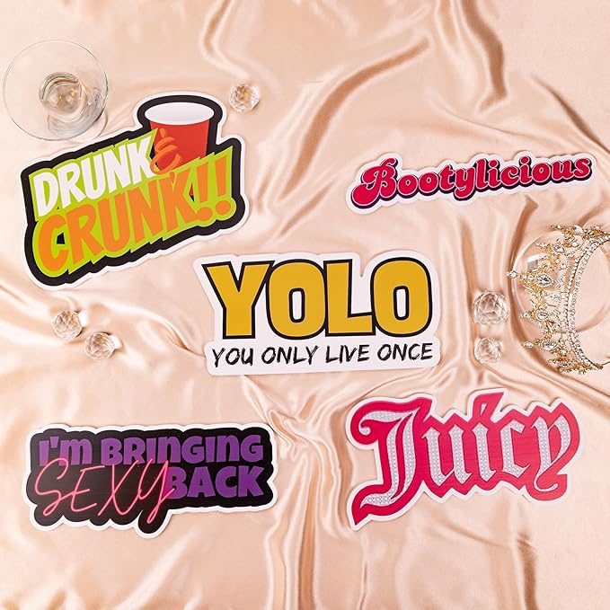 (2000's Pack) Elevate Your Photo Booth Experience with Durable & Waterproof Photo booth Props - Perfect for Weddings, Birthdays, & Photo Booth Businesses - PVC Foamboard Photo Props -10 pieces per Set