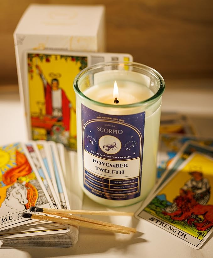 Birthday Candles - Custom Birthdate Astrological Zodiac Scented Candles. Astrology Gifts. All Natural Soy Wax. 75+ Hour Burn Time. Made in USA - September 6
