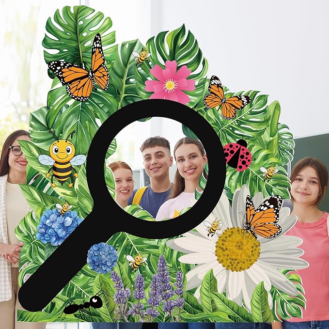 Teling 4.9 x 3.9 ft VBS Flowers Arch Cardboard Cutout Stand-up Vacation Bible School Supplies Cartoon Forest Photography Backdrop for Baby Shower Birthday Party Decor Photo Props