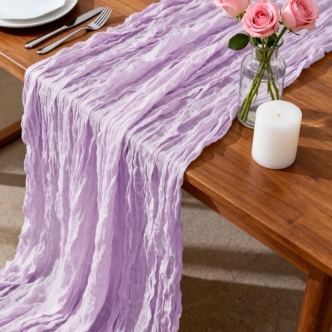 12 Pack Beige Cheesecloth Table Runners 35 x 118 Inch Rustic Boho Gauze Christmas Table Runner for Wedding Arch, Party Decoration, Bridal Shower, Reception, Farmhouse Dining Decor