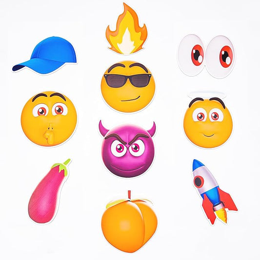 (Moji Pack) Elevate Your Photo Booth Experience with Durable & Waterproof Photo Booth Props - Perfect for Weddings, Birthdays, & Photo Booth Businesses - PVC Foamboard Photo Props -10 Pieces per Set