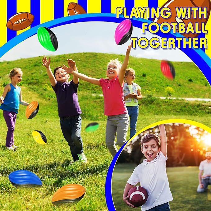 Jerify 30 Pack Mini Footballs Bulk 5 Inch Spiral Foam Football Small Soft Sports Toy for Indoor Outdoor Kids Foot Ball Play Game Foot Ball Party Supplies