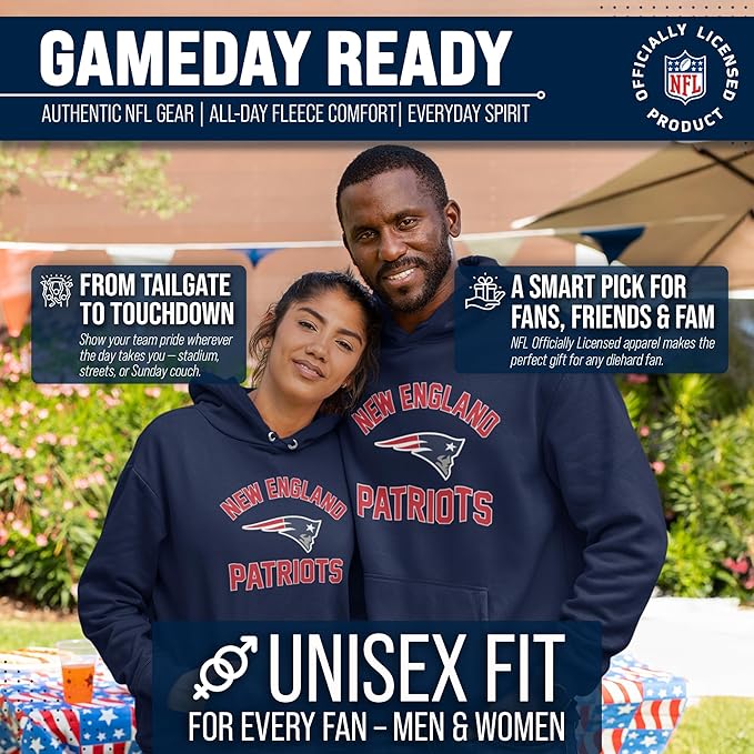 Team Fan Apparel NFL Adult Gameday Hooded Sweatshirt - Poly Fleece Cotton Blend - Stay Warm and Represent Your Team in Style