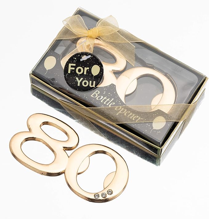 YKLIGTN 24PCS Latest 80 Bottle Openers for 80th Birthday Party Favors or Wedding Anniversary Party Gifts Souvenirs Decorations for Guests