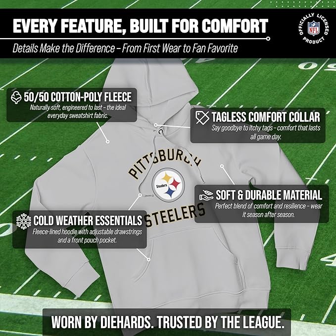 Team Fan Apparel NFL Adult Gameday Hooded Sweatshirt - Poly Fleece Cotton Blend - Stay Warm and Represent Your Team in Style