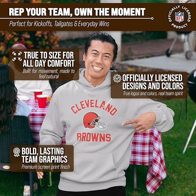 Team Fan Apparel NFL Adult Gameday Hooded Sweatshirt - Poly Fleece Cotton Blend - Stay Warm and Represent Your Team in Style