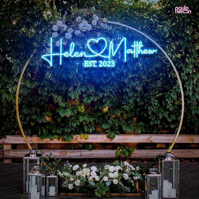 Custom Wedding LED Neon Sign with Date, Personalized Couple Names with Heart Neon Light Up Sign Customizable for Home Wedding Engagement Party Backdrop Wall Décor