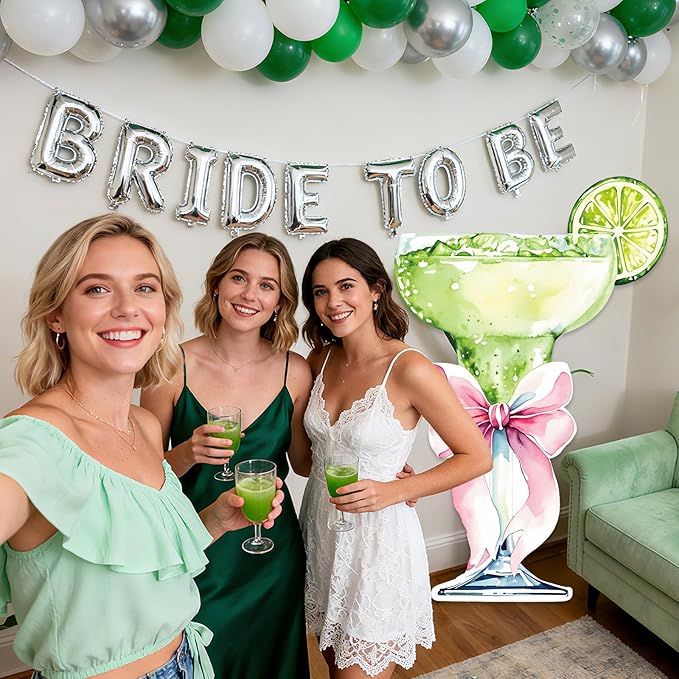 4ft Large Martini Bow Cardboard A Tini Bit Older Birthday Cutout Stand Green Margarita Backdrop Decorations for Women Coquette Bachelorette Bridal Shower Party Decor