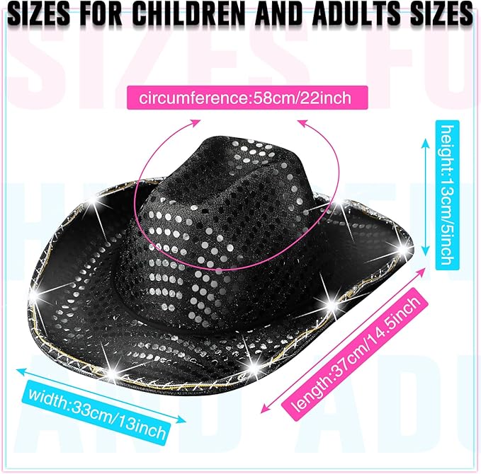 LED Lights Cowboy Cowgirl Hat Flashing LED Lights Cowgirl Hat for Wedding Western Bachelorette Party