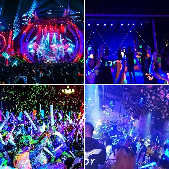 2 Pack 400W LED Black Lights Outdoor, 395nm to 410nm Flood Blacklight Light with Plug, IP66 Waterproof for Dance Party, Glow in The Dark, Stage Lighting, Body Paint, Fluorescent Poster, Neon Glow