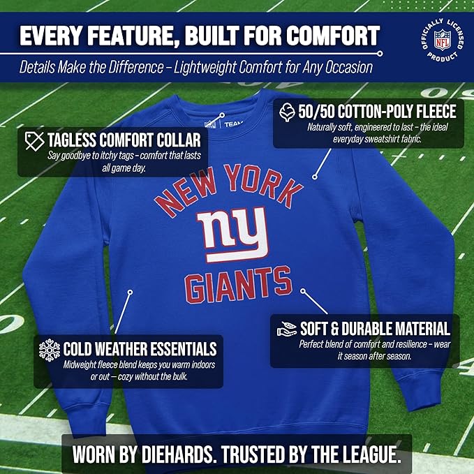 Team Fan Apparel NFL Adult Gameday Football Crewneck Sweatshirt - Cotton Blend - Stay warm, comfortable & stylish on game day