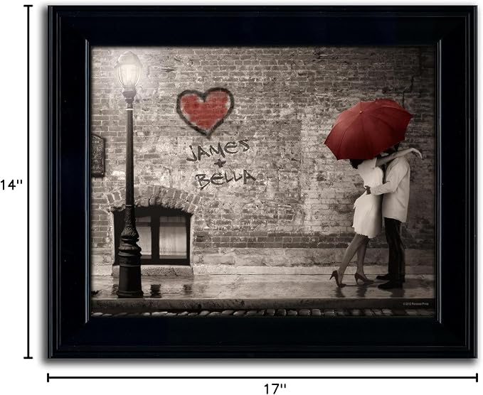 Personal-Prints STREET SCENE | Personalized Romantic Canvas Art Gift with Your Names | Custom for Valentine’s Day or Wedding Anniversary (11"x14" Framed Paper Print)