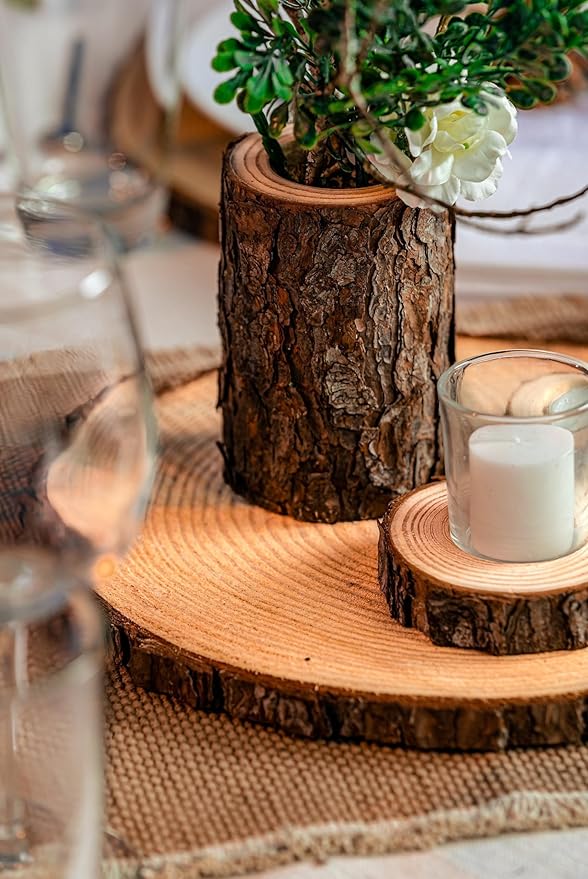 Set of (12) 11-13 inch Wood Slices for centerpieces! Wedding centerpieces, Wood Rounds, Tree Slices (11-13 inch Set of 12)