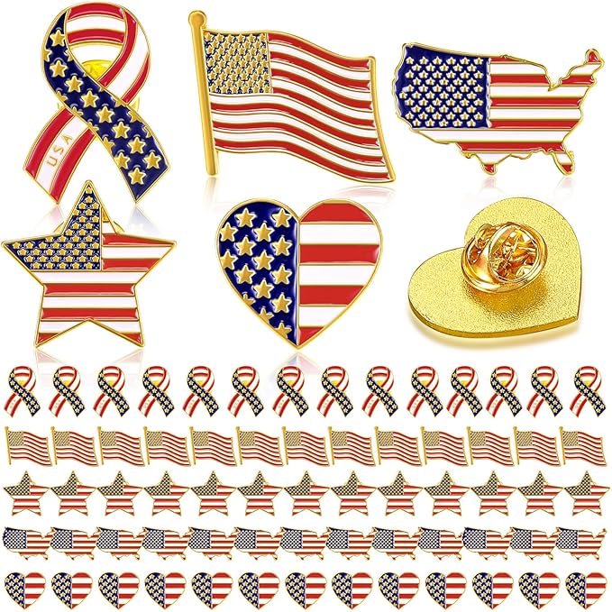 Inbagi American Flag Lapel Pins Bulk USA Waving Flag Pins Memorial Day Veteran Gifts Souvenir Hat Men Women Patriotic (150 Pcs)
