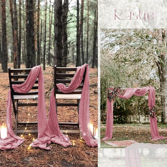 20 Pack Dusty Rose Table Runner 10Ft Cheesecloth Table Runner Boho Gauze Cheese Cloth Table Runners Romantic Long Sheer Fabric Table Runners for Wedding Party Bridal Shower