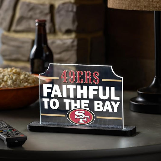 NFL San Francisco 49ers LED Light Signs Football Rectangle Tabletop Decor, Free-Standing Desk Night Light Lamp for Home, Office, Man Cave, Christmas Gift for Men, Women, Made in USA