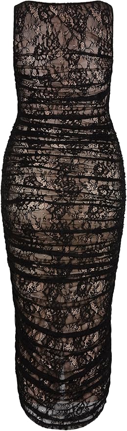City Chic Women's Plus Size Dress - Halo Ruched Lace Midi