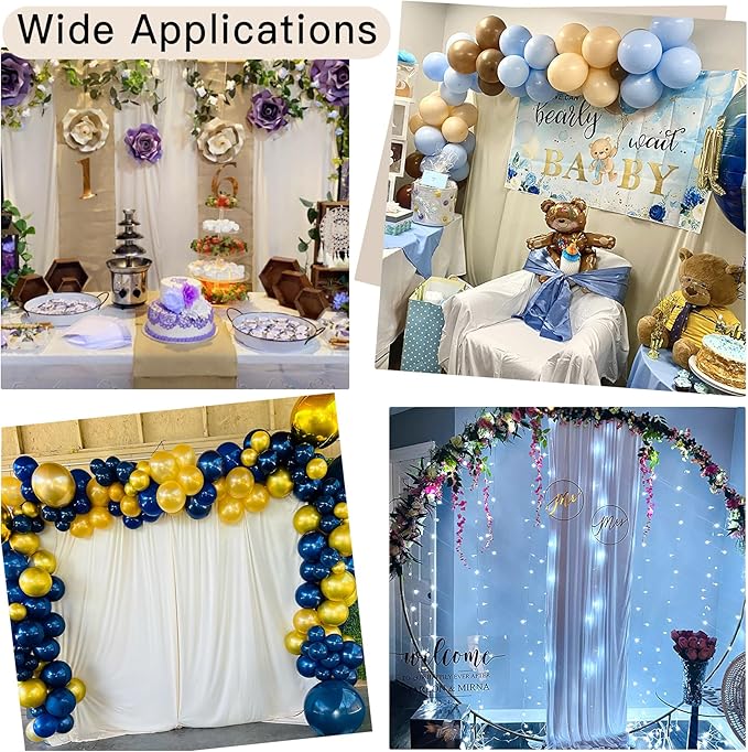 20ft x 10ft Wrinkle Free Ivory Backdrop Curtain for Parties, 4 Panels 5x10ft Silky Polyester Ivory Wedding Backdrop Drapes Photo Back Drop Cloth for Birthday Baby Shower Photography Background