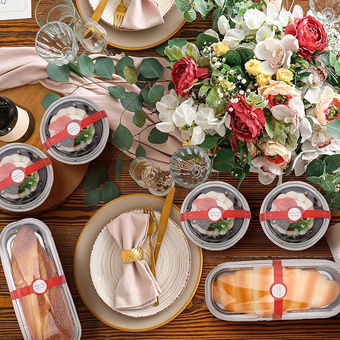 600 Pcs Valentine's Day Red Mini Loaf Pans with Lids and Spoons Sealing Stickers 6.8oz Disposable Aluminum Foil Muffin Baking Pans 5oz Cupcake Cups Cake Containers for Valentines Holidays Party