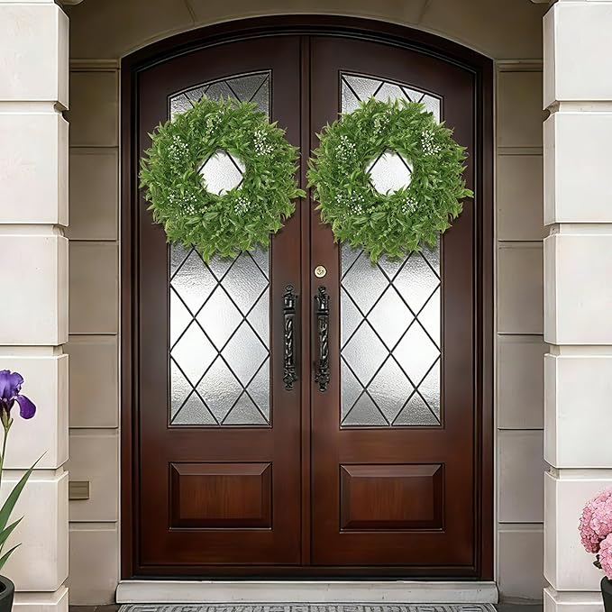 26 Inch Large Eucalyptus Wreaths for Front Door Artificial Green Olive Leaves Greenery Indoor Outdoor Wreath Home Decor Porch Window Wall Farmhouse Door Decorations Spring Summer Fall All Season