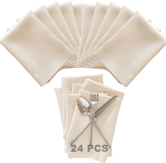 Cloth Napkins Set of 24 Reusable,UWWGKK 17x17 Inch Napkins Cloth Washable for Dinner, Restaurant,Wedding,Hotel
