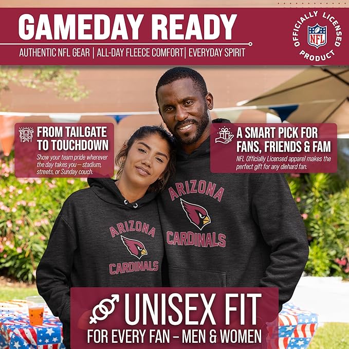 Team Fan Apparel NFL Adult Gameday Hooded Sweatshirt - Poly Fleece Cotton Blend - Stay Warm and Represent Your Team in Style
