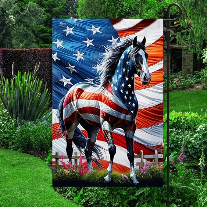 FLAGWIX American Flag - Horse Patriotic American Flag MLN2926F, House Flag (29.5" x 39.5") - USA Flags Premium Polyester - Decorative Indoor Outdoor Flag
