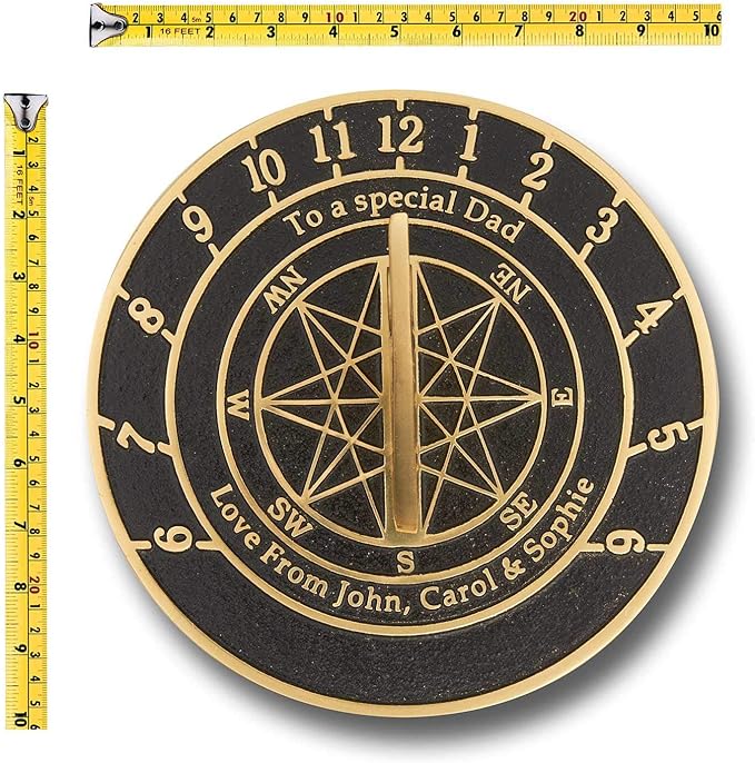 The Metal Foundry Personalized Large English Brass Sundial Gift, Handmade in England, Cast with Your Message, Perfect Present for Birthday or Christmas