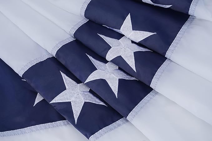 ROTERDON American Flag Bunting - 4x8 ft, Outdoor Patriotic Bunting, Embroidered 4th of july Decorations Outdoor, with Brass Grommets