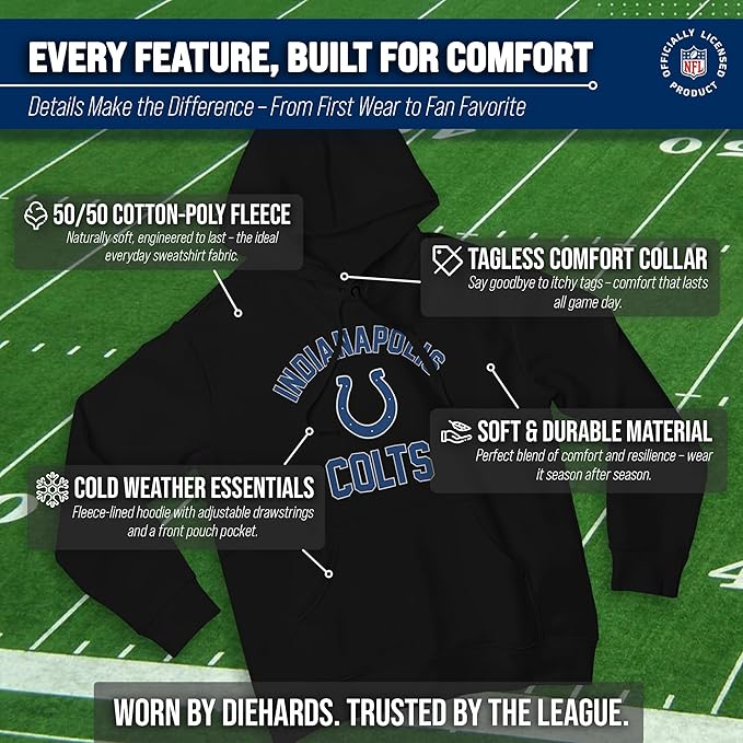 Team Fan Apparel NFL Adult Gameday Hooded Sweatshirt - Poly Fleece Cotton Blend - Stay Warm and Represent Your Team in Style