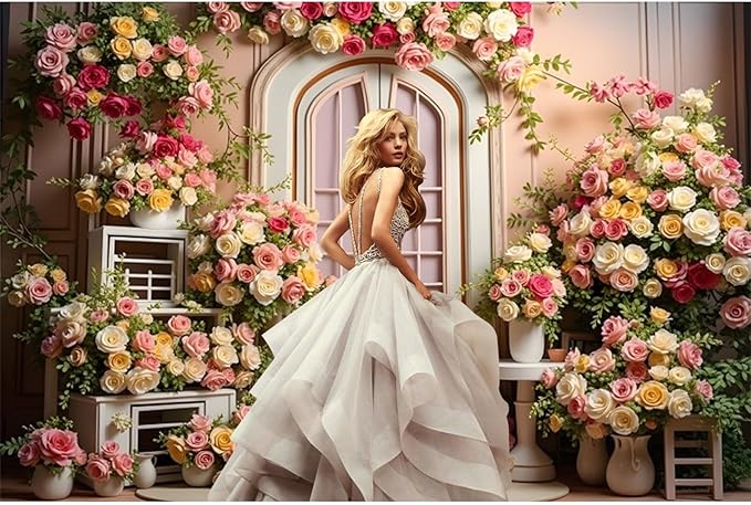 20x10ft Pink Flowers Wedding Backdrop Elegant Rose Blossom Floral Plant Woman Bride Party Girls Photography Background Bridal Shower Photo Studio Shoot