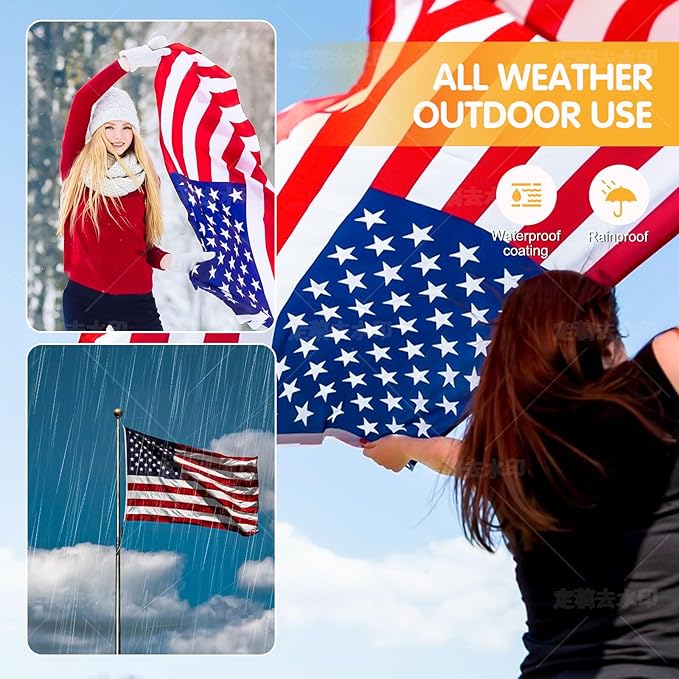 American Flag for Outside 3x5 Ft Upgraded Thickened Spun Polyester Series Fade-Resistant Ultra Durable Tear-Resistant Heavy Duty USA US Flags Heavy Duty , Embroidered Stars, Sewn Stripes, Brass Grommets