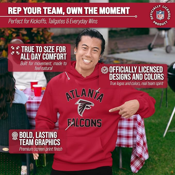 Team Fan Apparel NFL Adult Gameday Hooded Sweatshirt - Poly Fleece Cotton Blend - Stay Warm and Represent Your Team in Style